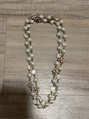 Pearl and Gold-Tone Double Strand Necklace - Ivory Pearls